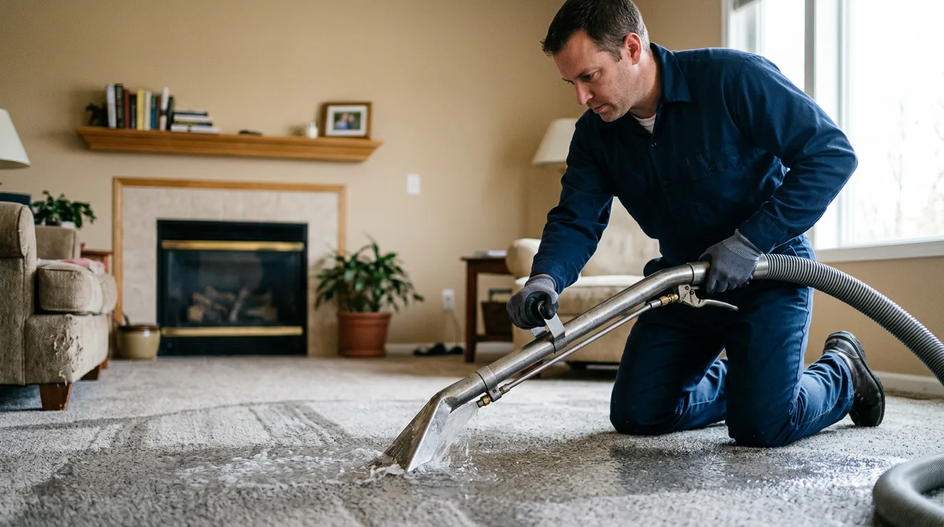 Water damage restoration technician working near Tribune, KS